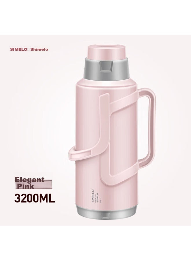 Simelo Insulated Water Bottle With Glass Inner Liner, Thick Thermos For Dormitory, 3.2l Elegant Pink - Image 2