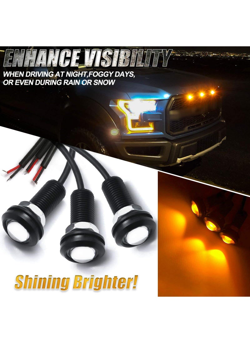 x xotic tech Xotic Tech 3pcs LED Front Grille Marker Lights w/Projector Lens Assembly Compatible with Cars, Pickups, Trucks, SUV, Trailer, 3000K Amber  - Image 3