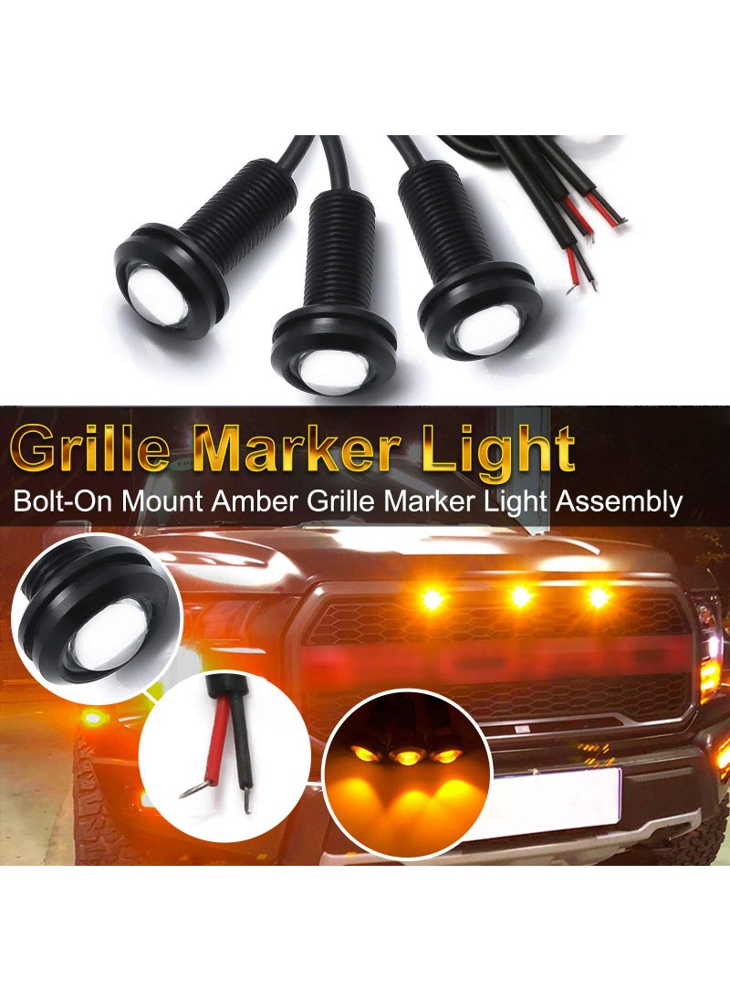 x xotic tech Xotic Tech 3pcs LED Front Grille Marker Lights w/Projector Lens Assembly Compatible with Cars, Pickups, Trucks, SUV, Trailer, 3000K Amber  - Image 2