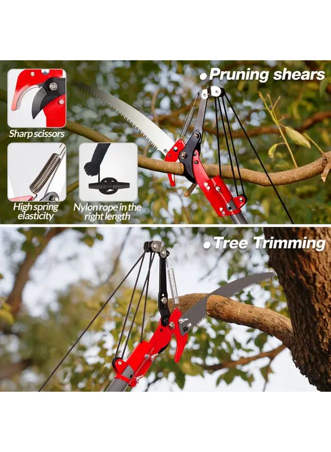 2 In 1 Extendable Tree Pruner With Saw And Shears 10ft Alloy Steel Pole Saw For High Branch Trimming Lightweight Stainless Steel Handle Multi Component Tree Trimming Tool For Pruning Palms Shrubs - Image 2