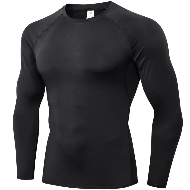 SPVISE Black Compression Shirts Men Long Sleeve Athletic Workout T-Shirt Cool Dry Base Layer Undershirt Top for Gym Running Football - Image 1