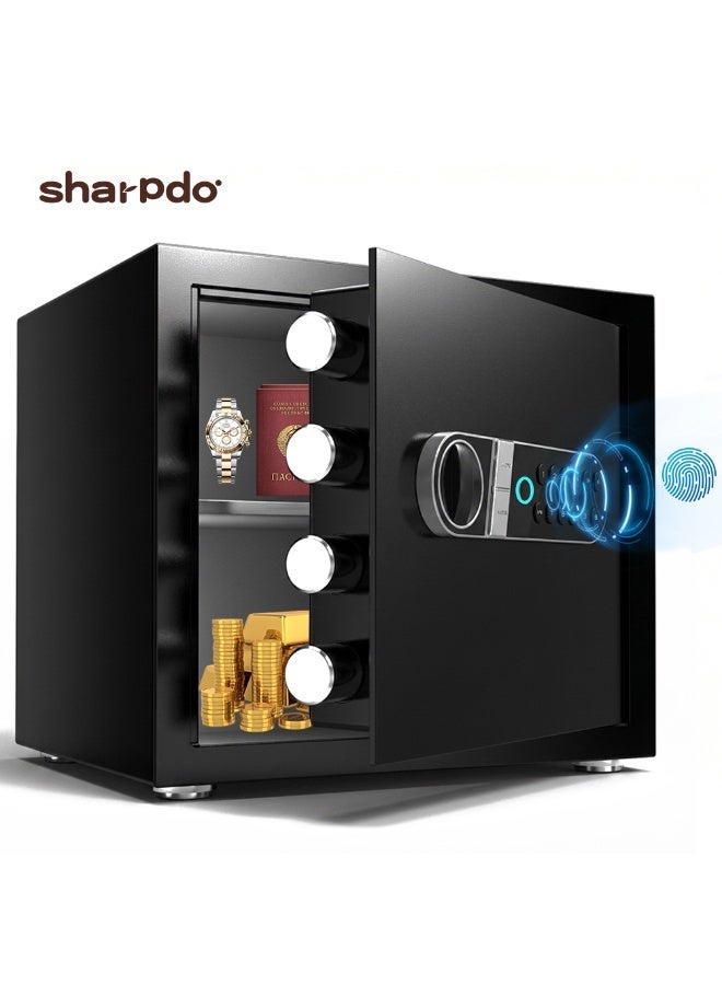 Sharpdo Fingerprint 3-in-1 Unlocking Large Home Security Safe & Locker, 32L 38x35x30CM Reinforced Steel Safe,High-Precision Fingerprint Recognition, Digital Keypad & Emergency Key, Anti-Pry Design, Multi Access for Cash, Documents, Jewelry & Valuables - Image 1