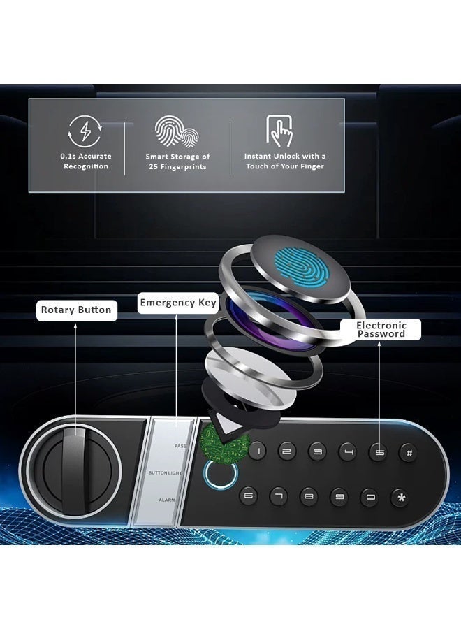 Sharpdo Fingerprint 3-in-1 Unlocking Large Home Security Safe & Locker, 32L 38x35x30CM Reinforced Steel Safe,High-Precision Fingerprint Recognition, Digital Keypad & Emergency Key, Anti-Pry Design, Multi Access for Cash, Documents, Jewelry & Valuables - Image 5