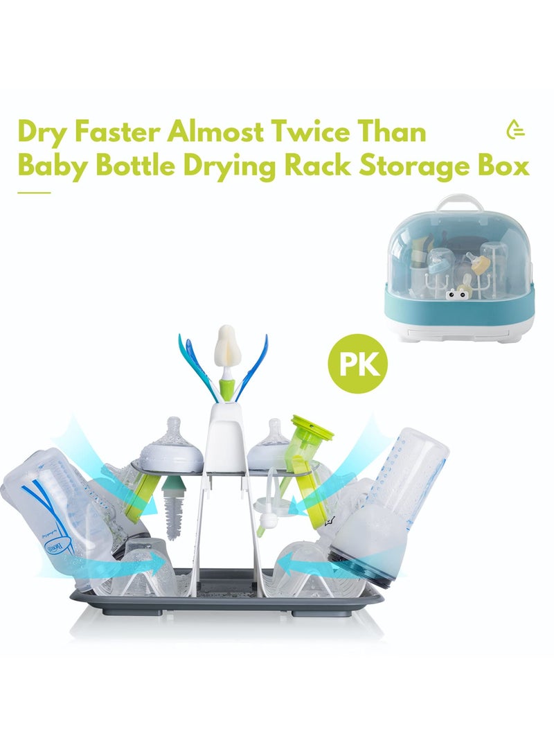 High Capacity Drying Rack with 5pcs Brushes Deluxe Countertop Drying Rack Universal Drying Station Baby Bottle Drying Rack with Bottle Brushes Cup and Bottle Drying Rack - Image 4