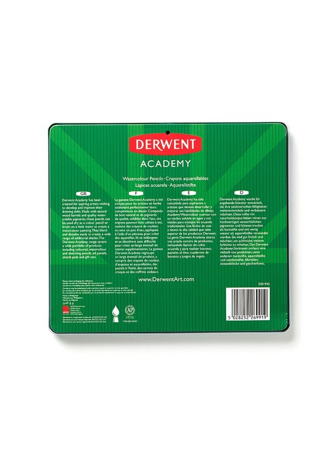 Derwent Academy Watercolour Pencils Tin (Set of 12), Blue, Multi - Image 5