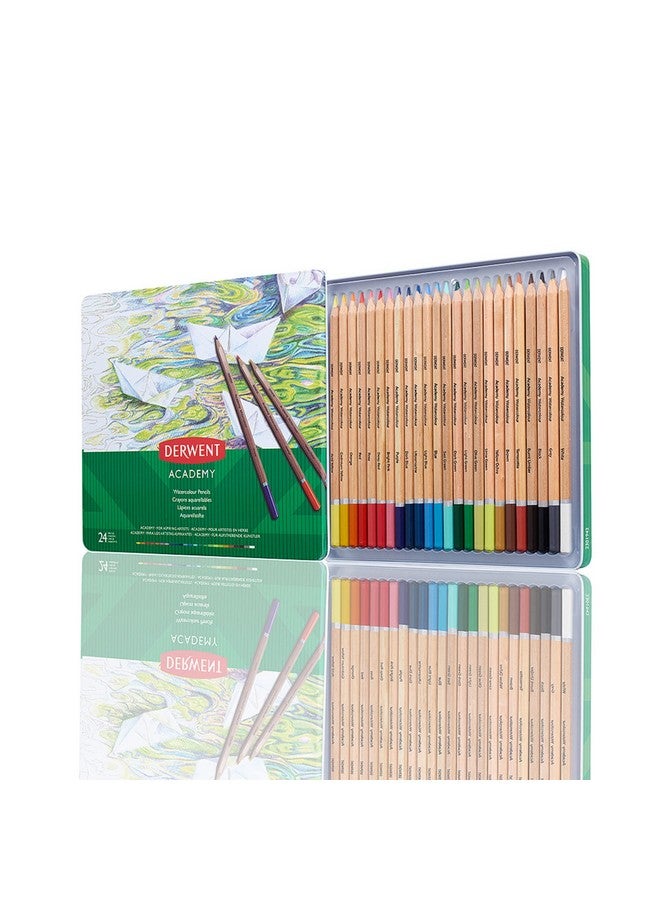 Derwent Academy Watercolour Pencils Tin (Set of 12), Blue, Multi - Image 2