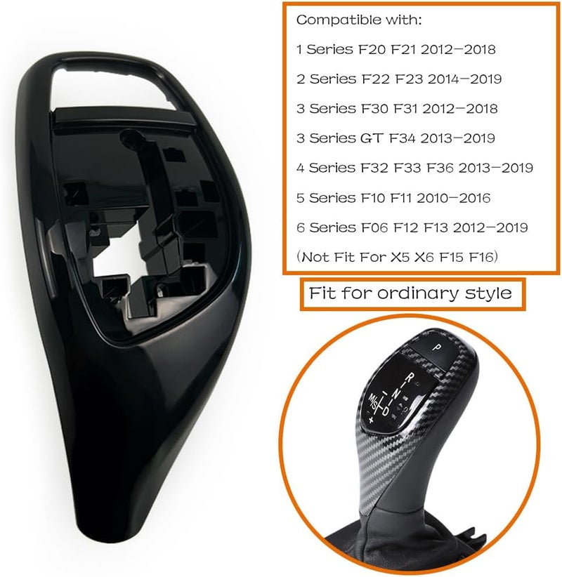 CHUANGHUI BMW Gear Shift Knob Trim Cover - Sport Style, Black - Image 3