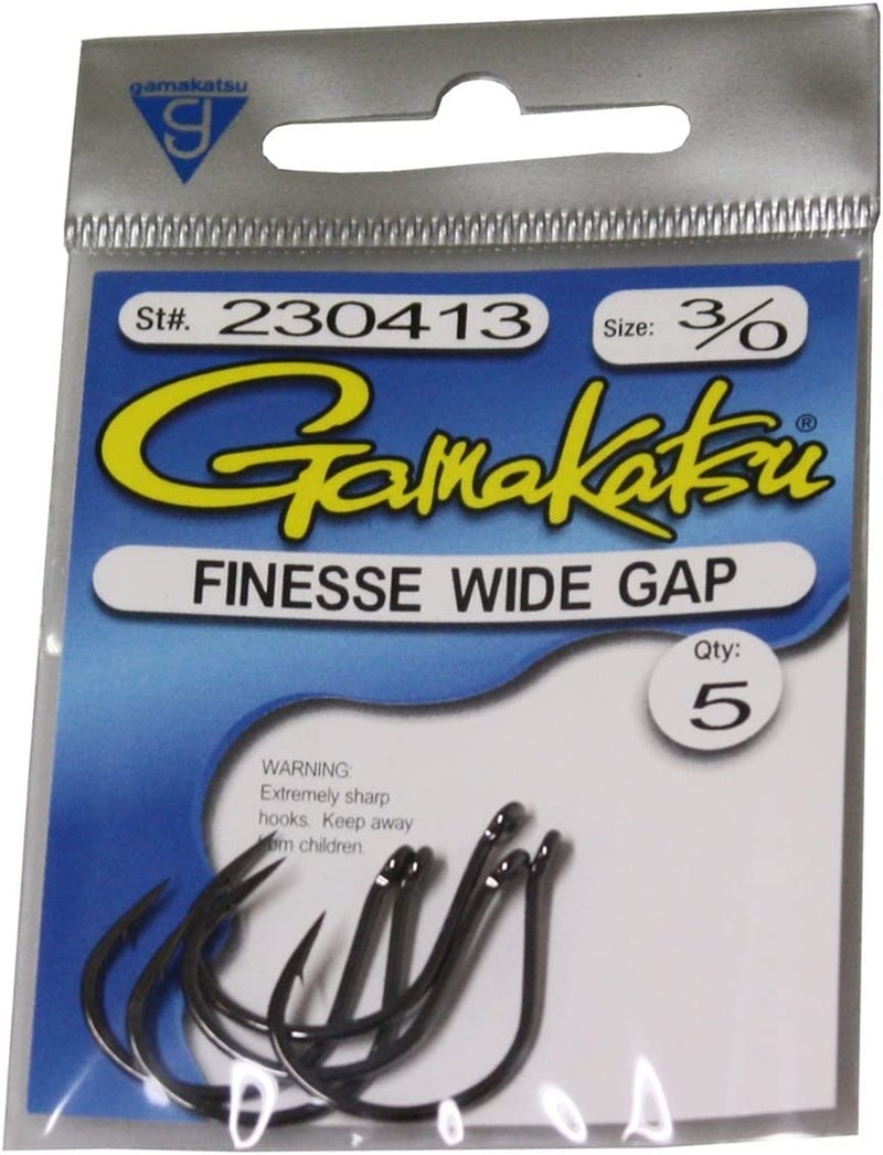 Gamakatsu Finesse Wide Gap Hook NS, Black, 3/0 - 5Pc/Pk - Image 4