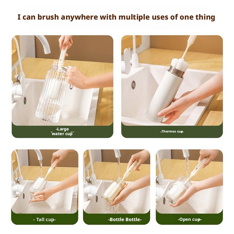 Long Handle Sponge Bottle Brush, Multi-purpose Kitchen Cleaning Tool - Image 4