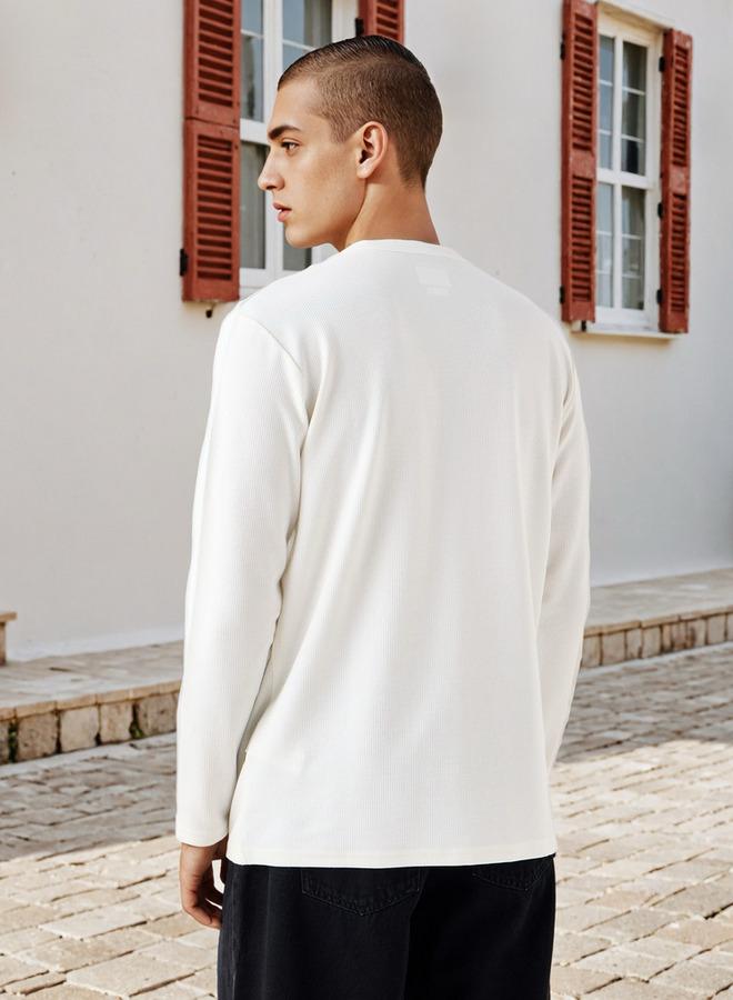 Lee Cooper Ribbed Henley Neck T-shirt - Image 3