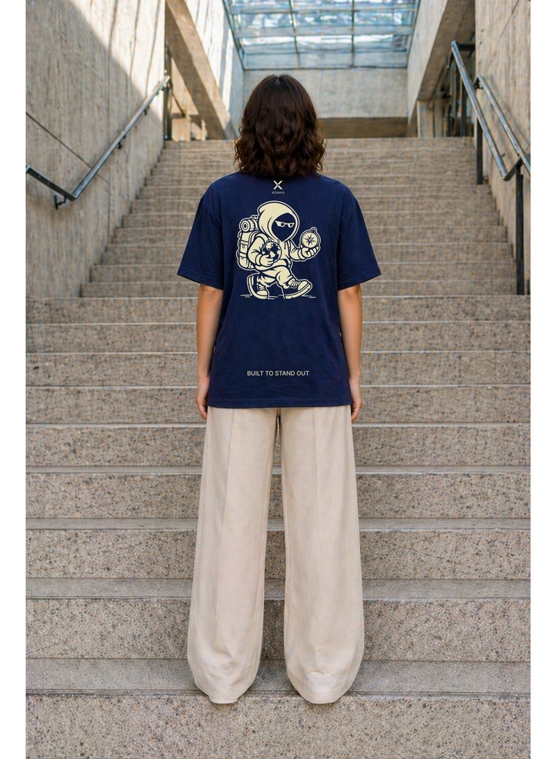 NOMAiX Astronaut T-Shirt │ Globe Compass Back Print │ Expat Streetwear │ Oversized Fit │ Made in UAE - Image 2
