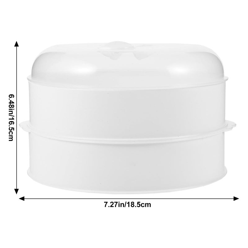 Double Layered Microwave Steamer Basket For Rice Vegetables Dumplings Fish White - Image 3