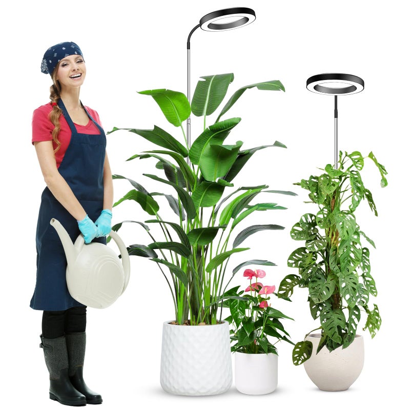 wolezek Grow Lights for Indoor Plants Full Spectrum, 80 LEDs 3 Colors Grow Light, 65in Plant Lights for Indoor Growing with 360Â°Gooseneck, 6/12/16H Timer, 5 Brightness, Height Adjustable, Black Pair - Image 1