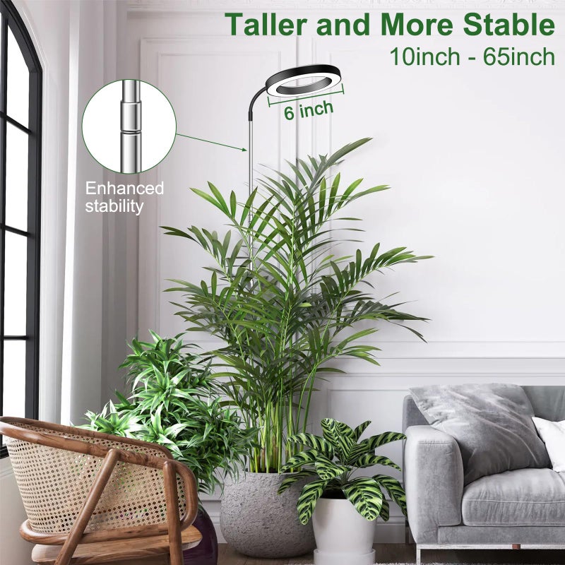 wolezek Grow Lights for Indoor Plants Full Spectrum, 80 LEDs 3 Colors Grow Light, 65in Plant Lights for Indoor Growing with 360Â°Gooseneck, 6/12/16H Timer, 5 Brightness, Height Adjustable, Black Pair - Image 4