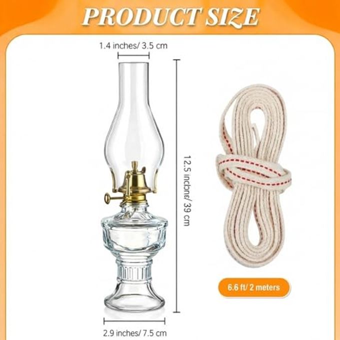 Yexiya 2 Pcs Chamber Oil Lamp Lantern for Indoor Use Large Classic Kerosene Lamp Vintage Glass Kerosene with Adjustable 6.6 ft Extra Oil Wick for Home Tabletop Decor Emergency Lighting(Heart) - Image 2