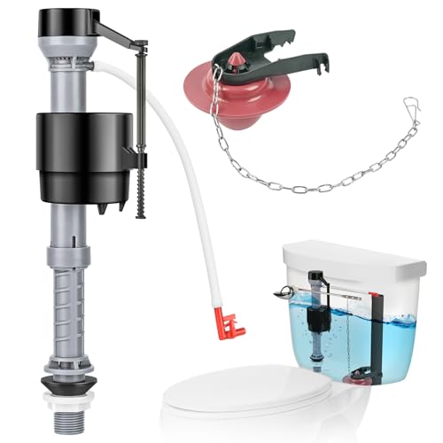 Teviora Universal Toilet Flusher Replacement Kit, Water-Saving & Height Adjustable Fill Valve, 2-Inch Flapper, Quiet & Anti-Siphon Toilet Repair Kit Inside Tank, Easy to Install (Red, 1-Pack) - Image 1