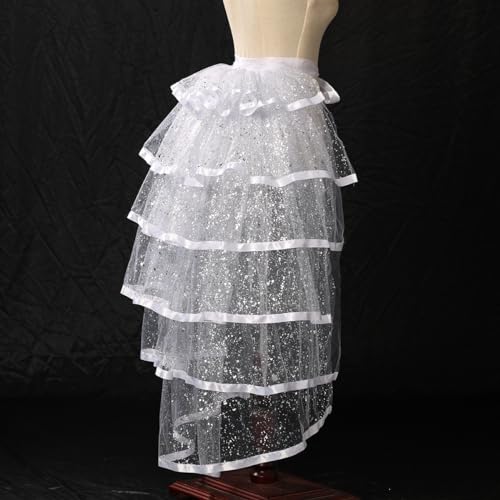 GRACEART Steampunk Sparkle Sequin Tulle Tutu Bustle Skirts 6 Layer Overskirt Tie-on Belt - Image 2