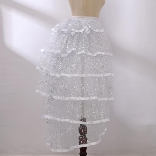 GRACEART Steampunk Sparkle Sequin Tulle Tutu Bustle Skirts 6 Layer Overskirt Tie-on Belt - Image 5