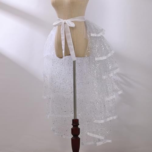 GRACEART Steampunk Sparkle Sequin Tulle Tutu Bustle Skirts 6 Layer Overskirt Tie-on Belt - Image 3