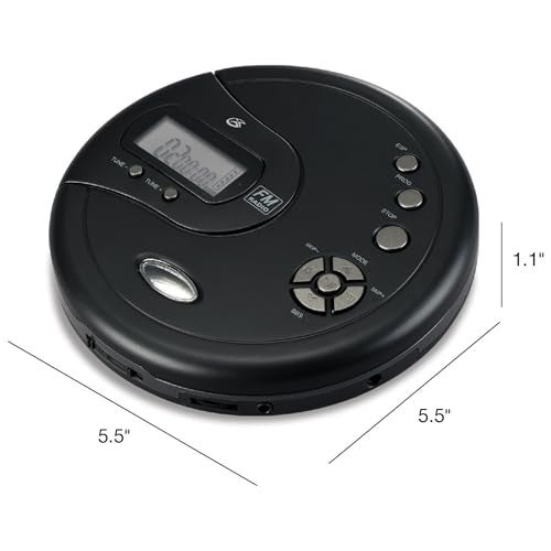 GPX PC332B Portable CD Player with Anti-Skip Protection, FM Radio and Stereo Earbuds - Black - Image 3
