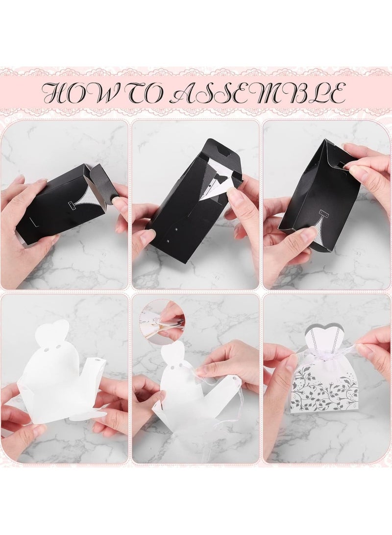 general Wedding Party Favour Boxes, Dress Gowns Candy Chocolate Gift Boxes, Vintage Wedding Snack Bags, Birthday Bridal Gift Club Guest Decoration Party Supplies (Fashion Style (100 pcs) (4 models)) - Image 3