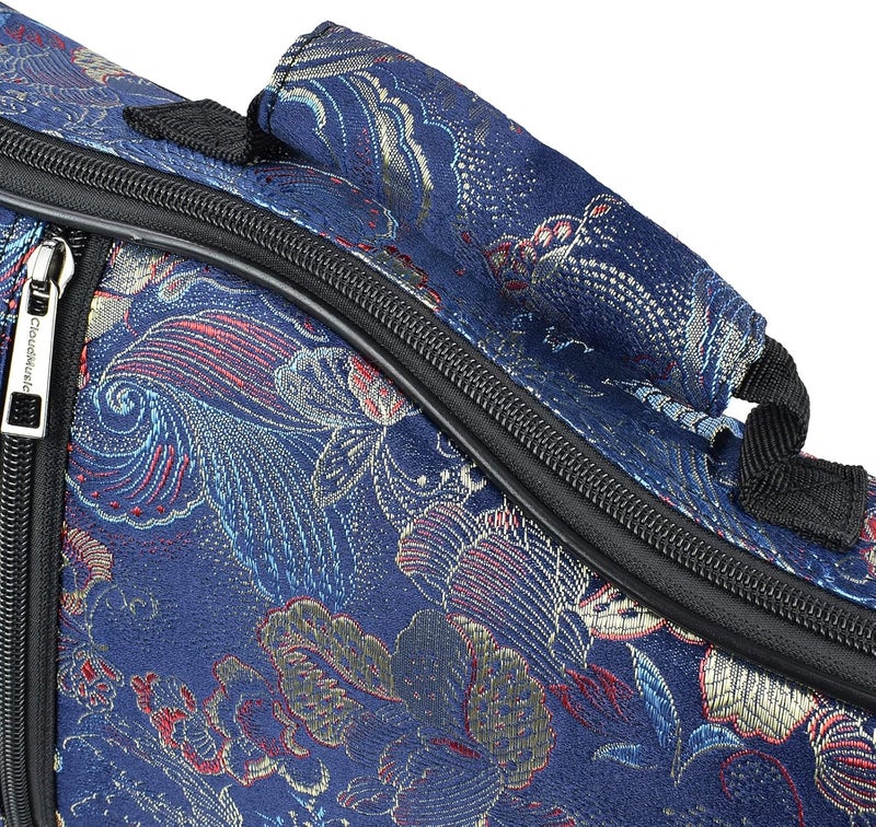 CLOUDMUSIC Ukulele Case Gig Bag Padded Backpack For Soprano 21" Inch(Soprano,Embroider Peacock Flowers Blue) - Image 4