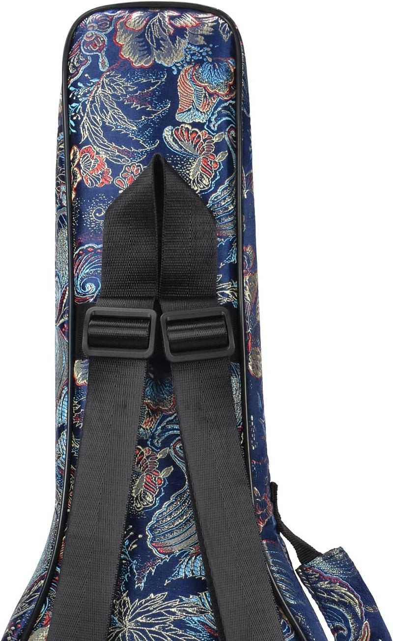 CLOUDMUSIC Ukulele Case Gig Bag Padded Backpack For Soprano 21" Inch(Soprano,Embroider Peacock Flowers Blue) - Image 2