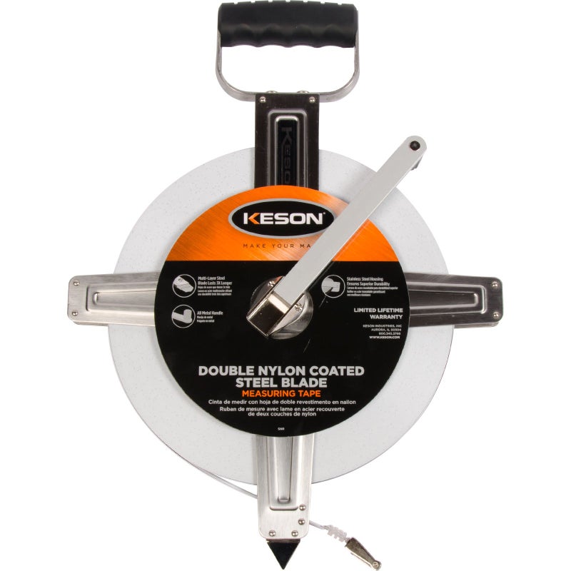 Keson SNR10100H Nylon-Reinforced Steel Blade Tape Measure with Stainless Steel Housing with Hook End (Graduations: ft, 1/10, 1/00), 100-Foot - Image 3