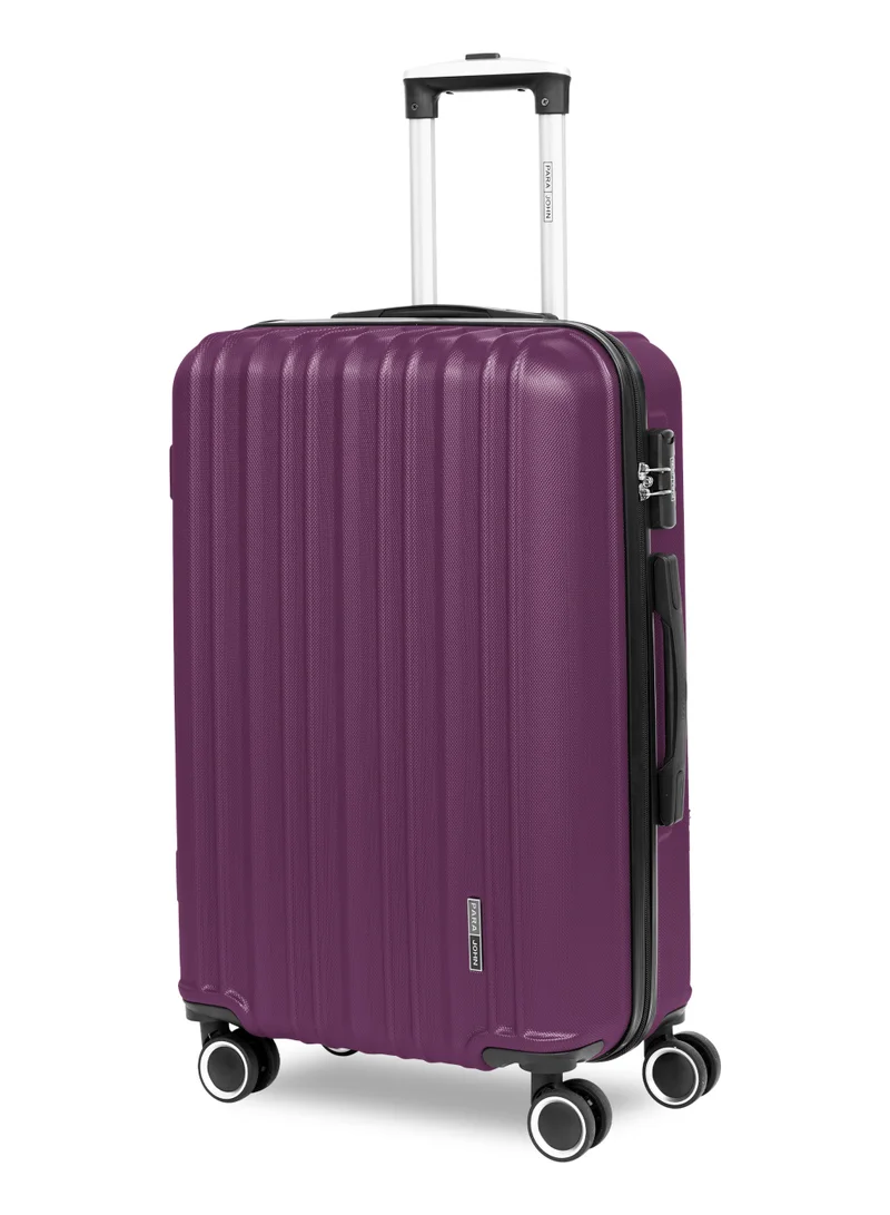 بارا جون Para John Set of 3 ABS Hard Case Luggage Trolley Bags with 8 Spinner Wheels and Lock – Purple (Small, Medium, Large)