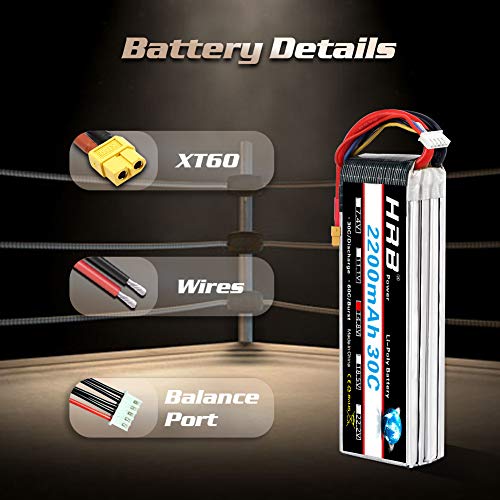 HRB 4S Lipo Battery XT60 14.8V 2200mAh 30C RC Lipo Battery Compatible with RC Car RC Plane RC Truck RC Boat - Image 2
