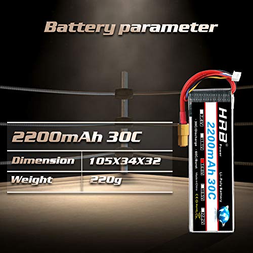 HRB 4S Lipo Battery XT60 14.8V 2200mAh 30C RC Lipo Battery Compatible with RC Car RC Plane RC Truck RC Boat - Image 3