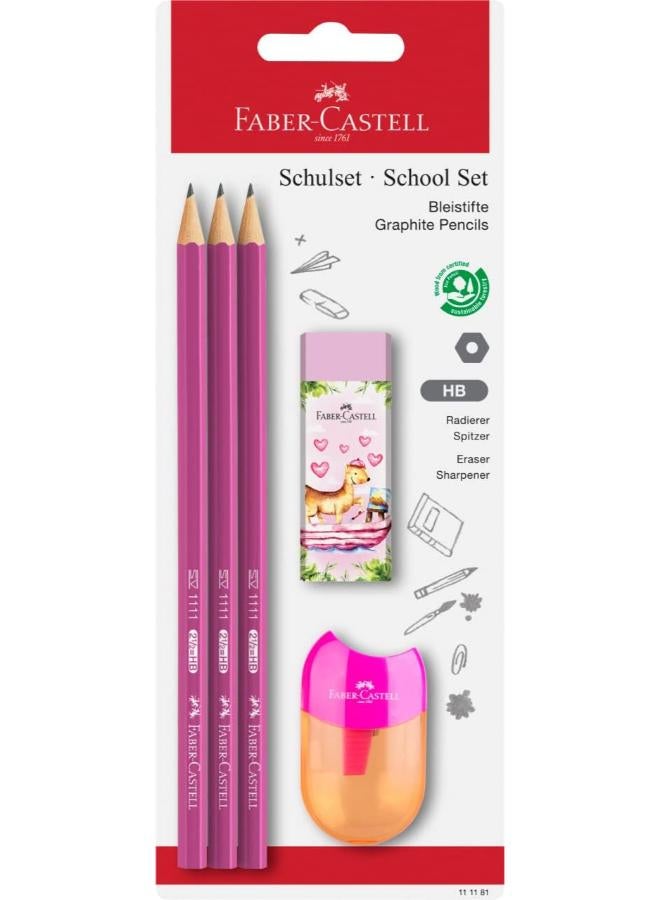 فابير كاستل مجموعة مكونة من 5 أقلام رصاص مدرسية مكونة من 3 أقلام جرافيت وممحاة وصندوق شحذ - Image 1