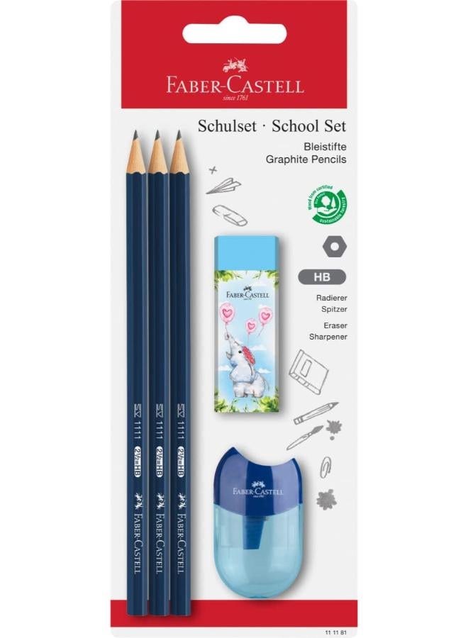 فابير كاستل مجموعة مكونة من 5 أقلام رصاص مدرسية مكونة من 3 أقلام جرافيت وممحاة وصندوق شحذ - Image 3