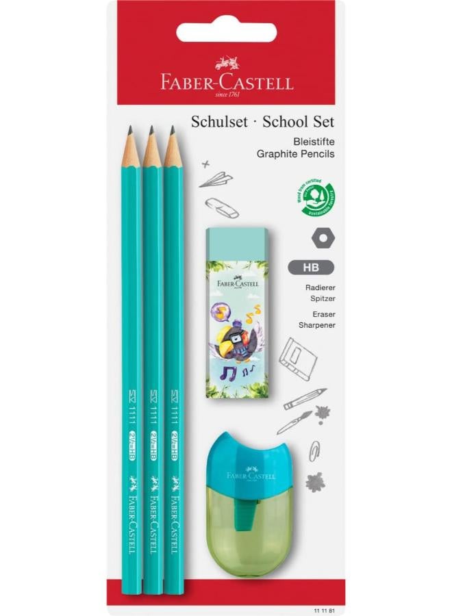 فابير كاستل مجموعة مكونة من 5 أقلام رصاص مدرسية مكونة من 3 أقلام جرافيت وممحاة وصندوق شحذ - Image 2