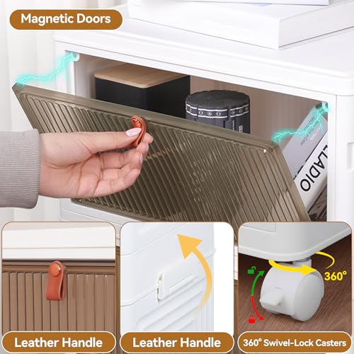 LDQ 4 Tier 136QT Foldable Storage Bins with Lids, Stackable Plastic Organizer Cabinet with Wheels, Multi-Purpose Containers for Living Room, Bathroom, Office & Dorm - Image 4