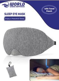 Eworld Cotton Sleep Eye Mask, Superior Light Blocking, Soft, Comfortable, and Adjustable for Men and Women, Ideal for Travel and Sleeping, Includes Travel Pouch, Designed to Fit Every Head Size, Grey  - Image 1