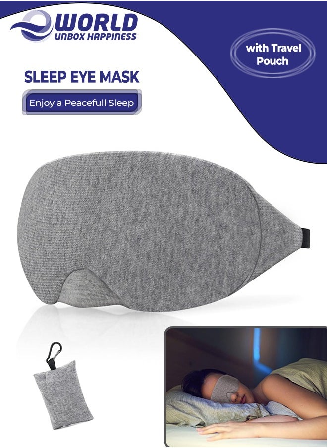 Eworld Cotton Sleep Eye Mask, Superior Light Blocking, Soft, Comfortable, and Adjustable for Men and Women, Ideal for Travel and Sleeping, Includes Travel Pouch, Designed to Fit Every Head Size, Grey  - Image 1