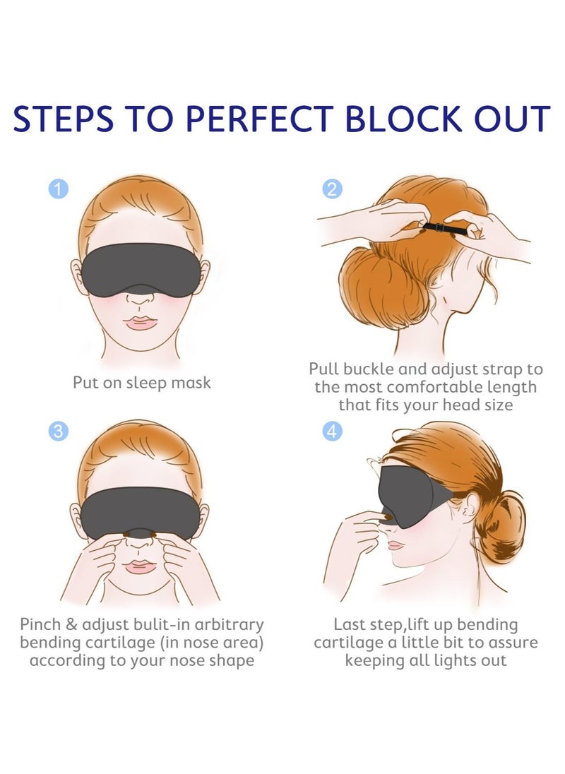Eworld - Cotton Sleep Eye Mask, Superior Light Blocking, Soft, Comfortable, and Adjustable for Men and Women, Ideal for Travel and Sleeping, Includes Travel Pouch, Designed to Fit Every Head Size, Grey - Image 1