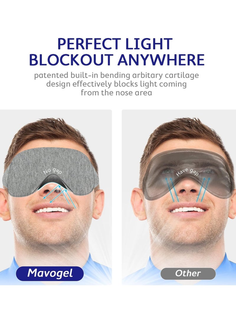 Eworld Cotton Sleep Eye Mask, Superior Light Blocking, Soft, Comfortable, and Adjustable for Men and Women, Ideal for Travel and Sleeping, Includes Travel Pouch, Designed to Fit Every Head Size, Grey  - Image 2