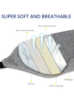 Eworld Cotton Sleep Eye Mask, Superior Light Blocking, Soft, Comfortable, and Adjustable for Men and Women, Ideal for Travel and Sleeping, Includes Travel Pouch, Designed to Fit Every Head Size, Grey  - Image 3