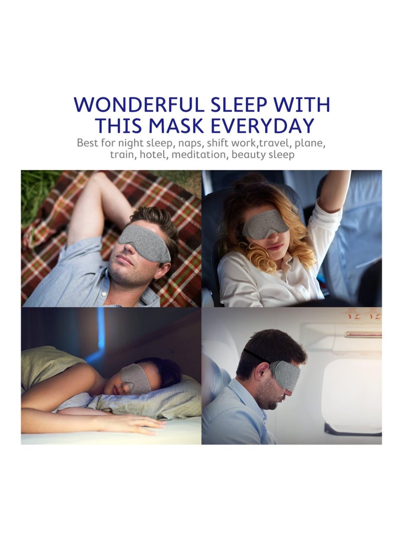 Eworld - Cotton Sleep Eye Mask, Superior Light Blocking, Soft, Comfortable, and Adjustable for Men and Women, Ideal for Travel and Sleeping, Includes Travel Pouch, Designed to Fit Every Head Size, Grey - Image 1