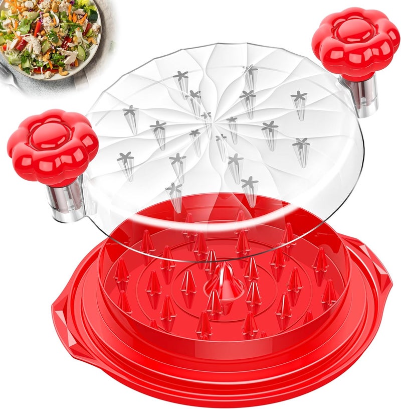 Beiyunee Chicken Shredder Tool Twist Large - 10'' Pro Meat Shredders for Chicken Breast,Visible Kitchen Gadgets Grinder Machine with Brush,Strong Anti-Slip Strip,Ergonomic Handle,BPA Free (Red) - Image 1