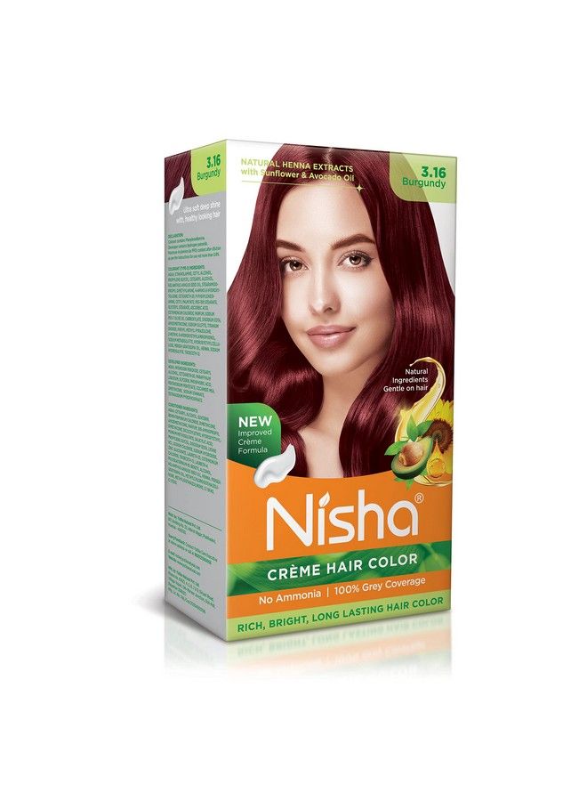 Nisha Crème Hair Color 3.16 Burgundy 60Ml + 60Gm (Pack Of 1) … - Image 1