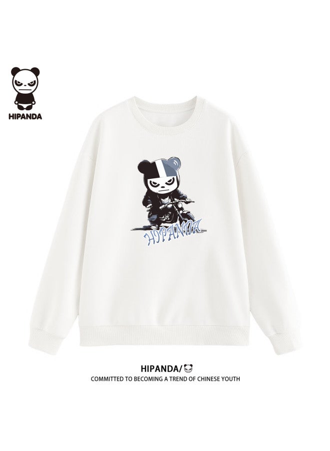 Hipanda o Panda Men's Hoodie Autumn Long Sleeve Crewneck Trendy Loose Fit White 2XL - Image 1