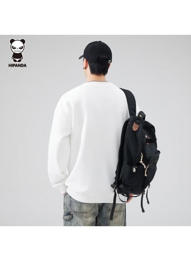 Hipanda o Panda Men's Hoodie Autumn Long Sleeve Crewneck Trendy Loose Fit White 2XL - Image 3