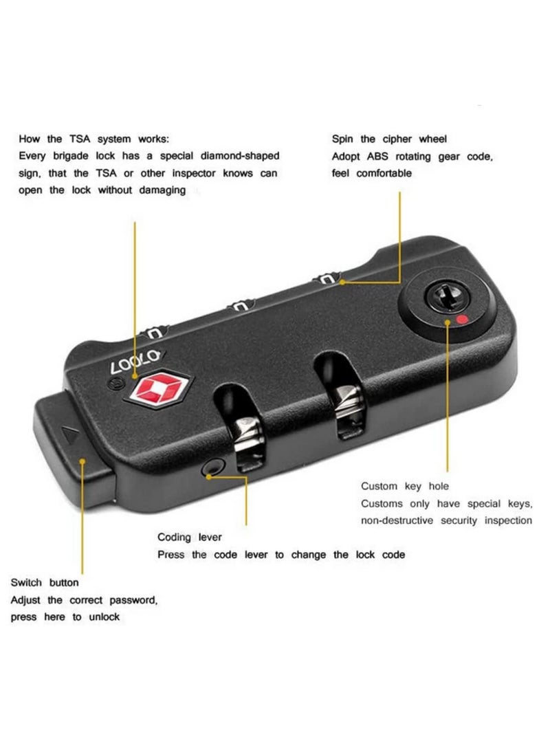 2PCS قفل أمتعة بمزيج 3 أرقام، قفل سفر خفيف الوزن وأنيق لقفل الحقائب، والحقائب الظهرية، تصميم متين من ABS + معدن، سهل إعادة الضبط  - Image 3
