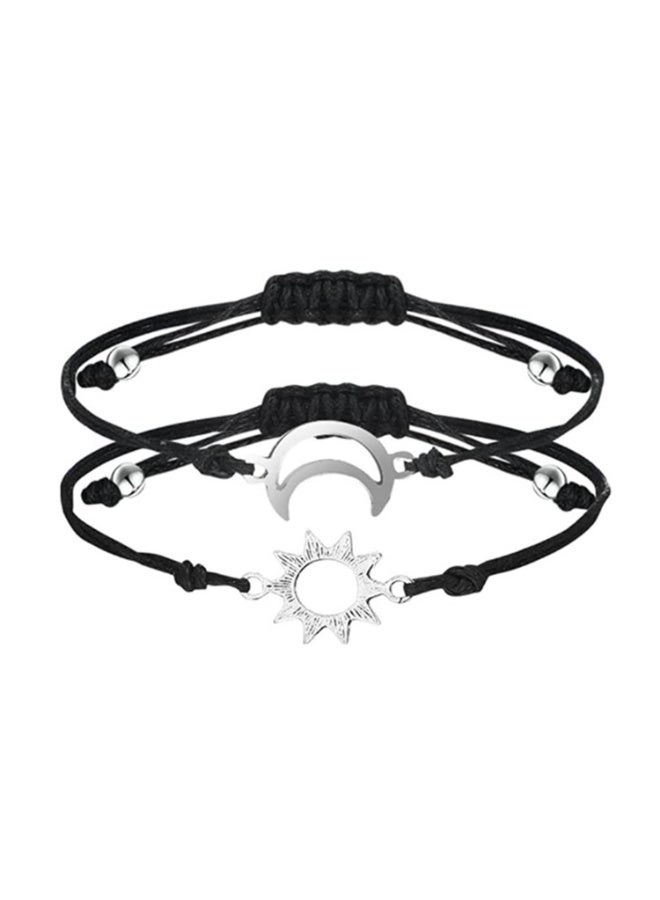 JZS Best Friend Bracelets for 2 Matching Yin Yang Adjustable Cord Bracelet for BFF Friendship Relationship Handmade Braided Bracelets Boyfriend Girlfriend Valentines Gift - Image 1