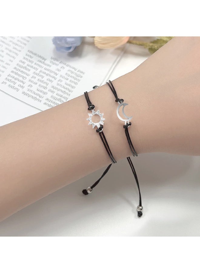 JZS Best Friend Bracelets for 2 Matching Yin Yang Adjustable Cord Bracelet for BFF Friendship Relationship Handmade Braided Bracelets Boyfriend Girlfriend Valentines Gift - Image 5