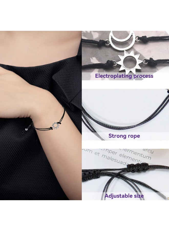 JZS Best Friend Bracelets for 2 Matching Yin Yang Adjustable Cord Bracelet for BFF Friendship Relationship Handmade Braided Bracelets Boyfriend Girlfriend Valentines Gift - Image 3