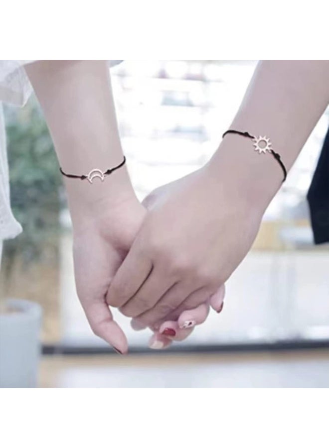 JZS Best Friend Bracelets for 2 Matching Yin Yang Adjustable Cord Bracelet for BFF Friendship Relationship Handmade Braided Bracelets Boyfriend Girlfriend Valentines Gift - Image 4